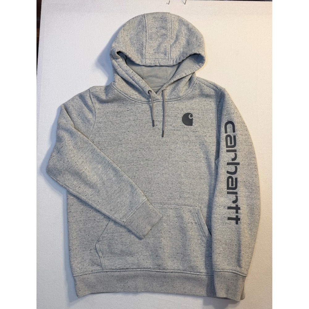 Carhartt Relaxed Fit Grey Marl Graphic Sleeve Hoodie TS0288-W Mens XL 16-18